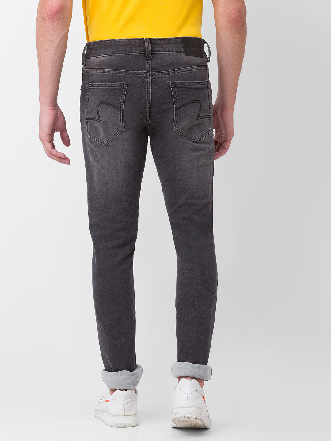 Spykar Grey Cotton Regular Fit Narrow Length Jeans For Men (Rover)