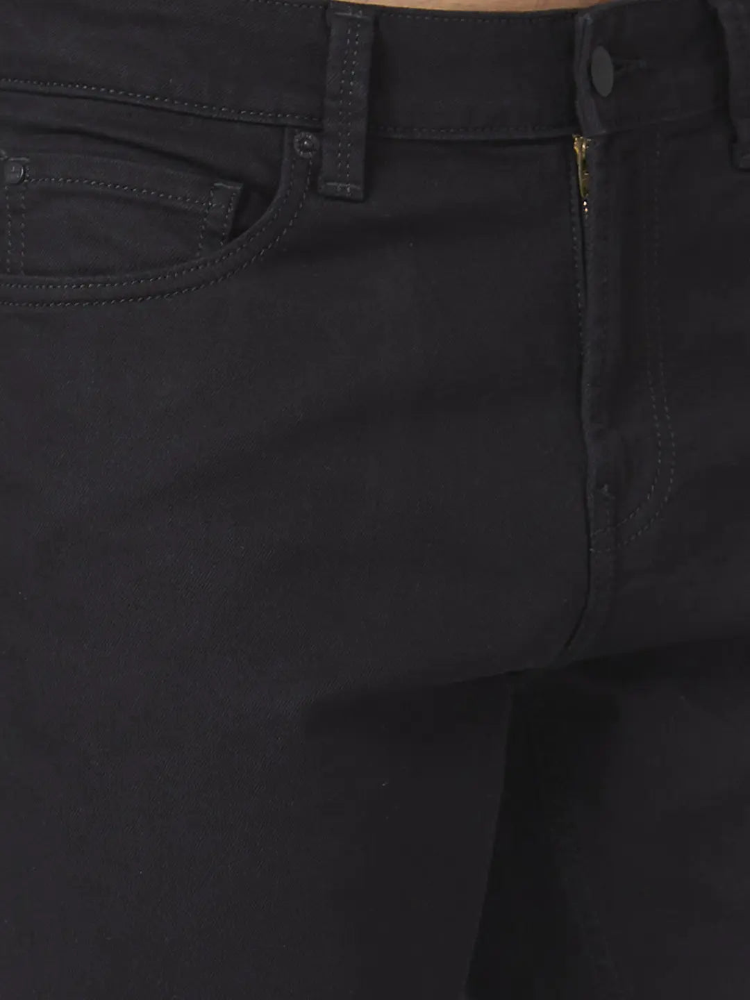 Spykar Men Black Cotton Stretch Comfort Fit Straigth Length Clean look Mid Rise Jeans (Ricardo)