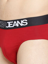 Men Premium Black & Maroon Cotton Blend Brief - Pack Of 2- Underjeans By Spykar