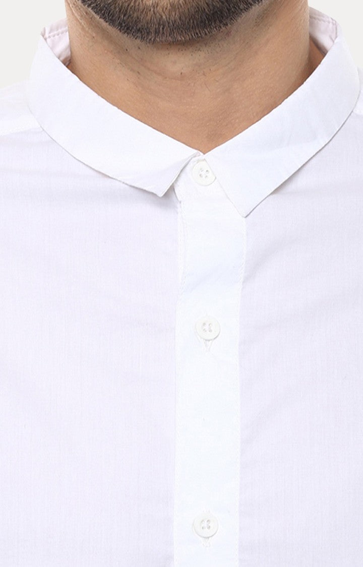 Spykar Men'S White Cotton Solid Casual Shirts