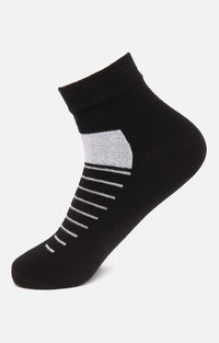 Men Premium Black Ankle Length (Non Terry) Single Pair Of Socks- Underjeans By Spykar
