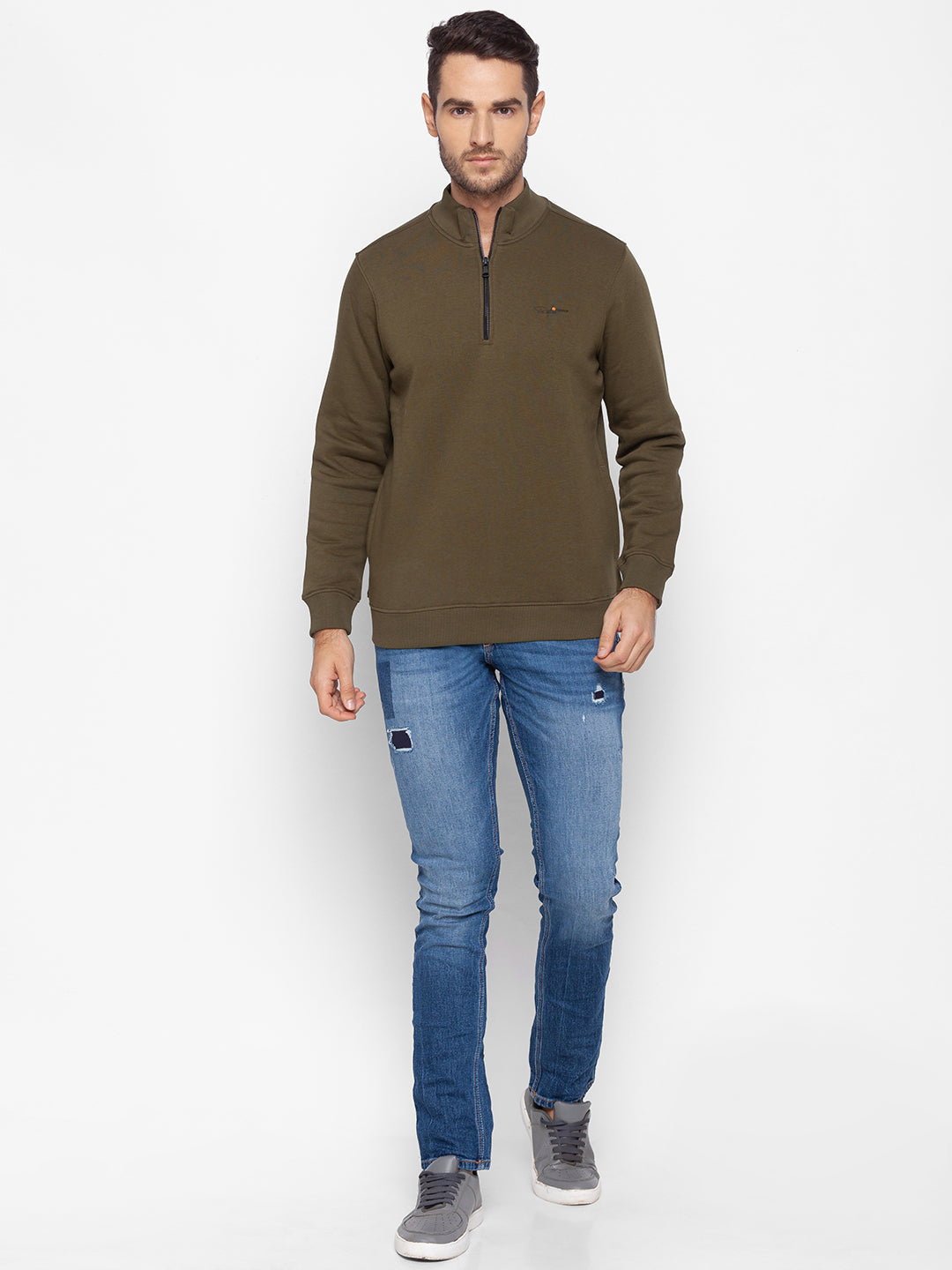 Spykar Green Cotton Sweatshirt For Men