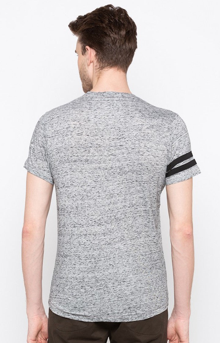 Spykar Grey Printed Slim Fit Men T-Shirts