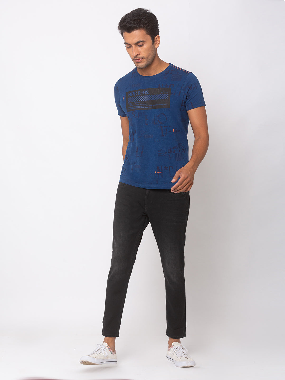 Spykar Men Black Cotton Slim Fit Tapered Length Jeans (Kano)