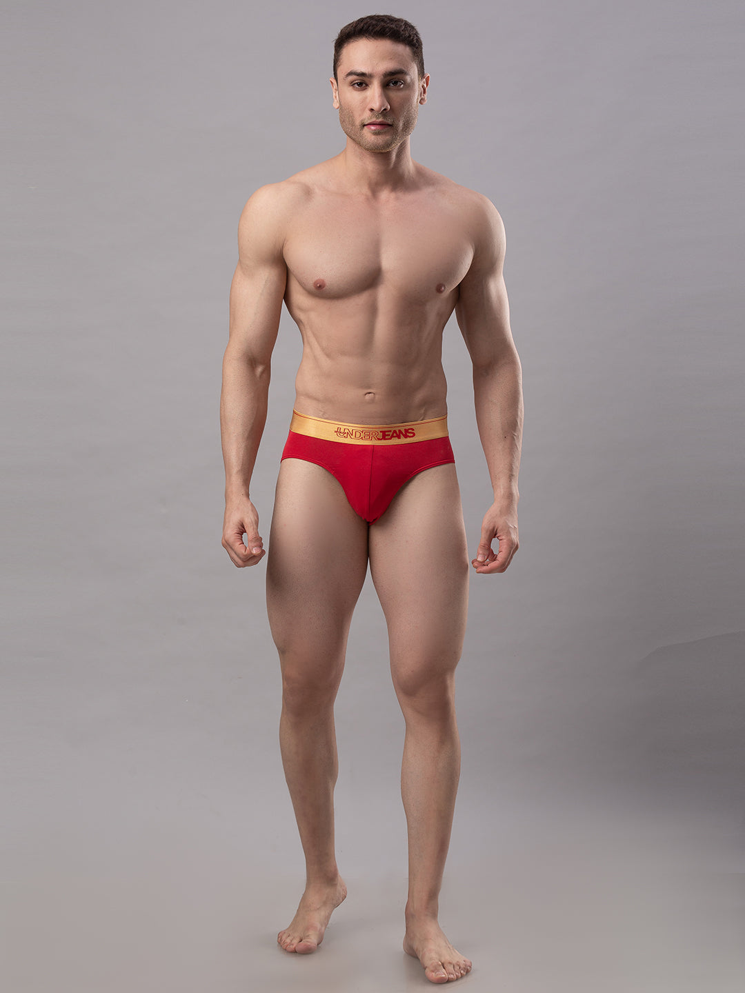 Men Premium Cotton Blend Red Brief - (Pack Of 2)- Underjeans By Spykar