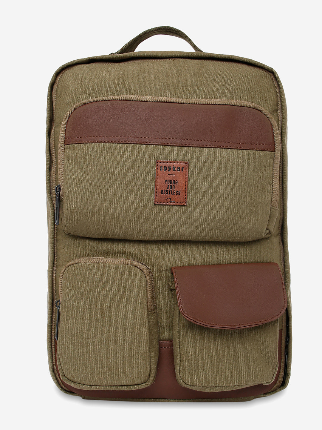 Spykar Olive Canvas Casual Traveler Backpacks