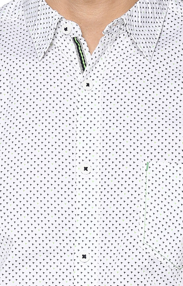 Spykar Men'S White Cotton Printed Casual Shirts