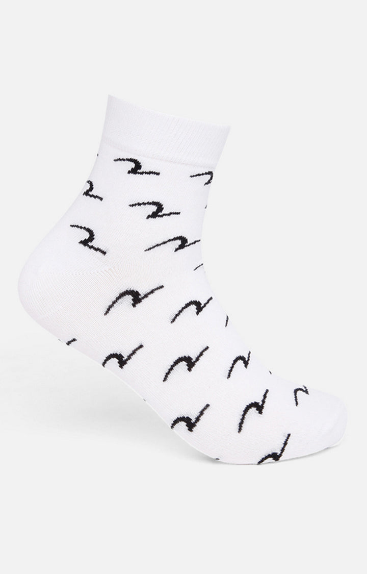 Spykar Black & White Printed Ankle Length Socks