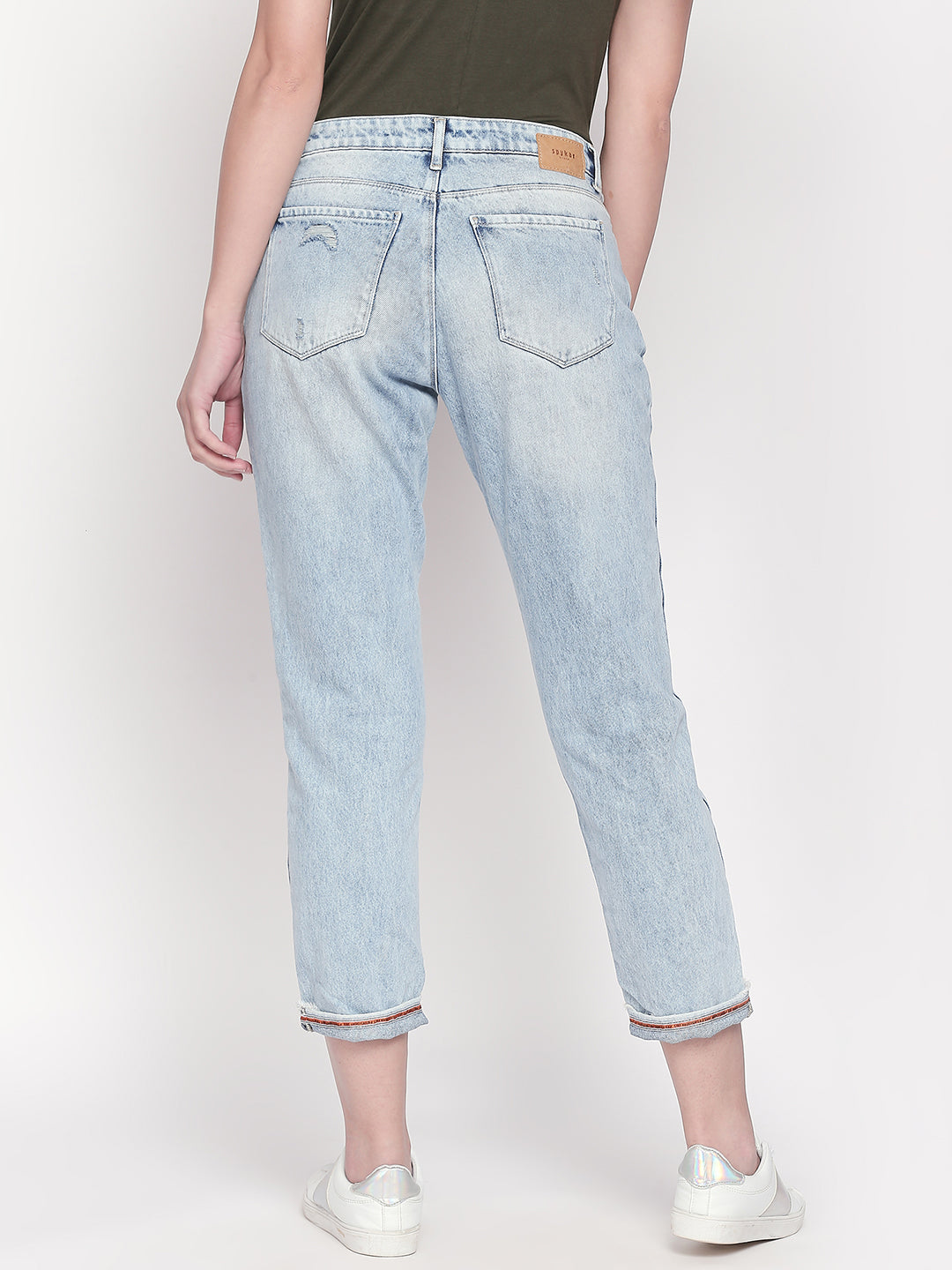 Spykar Blue Ripped Skinny Fit Jeans For Women