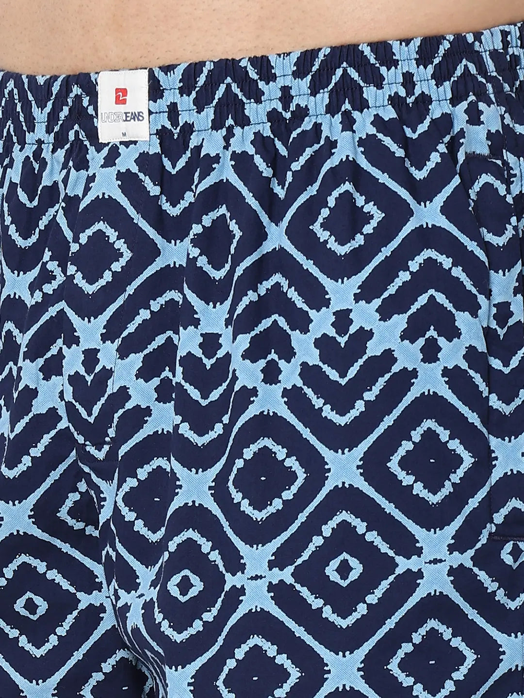 Underjeans By Spykar Men Premium Blue Cotton Blend Regular Fit Boxer Shorts