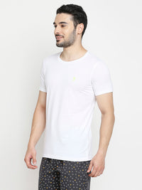 Men Premium White & Wine Cotton Regular Fit Round Neck T-Shirts - Pack Of 2 - Underjeans By Spykar