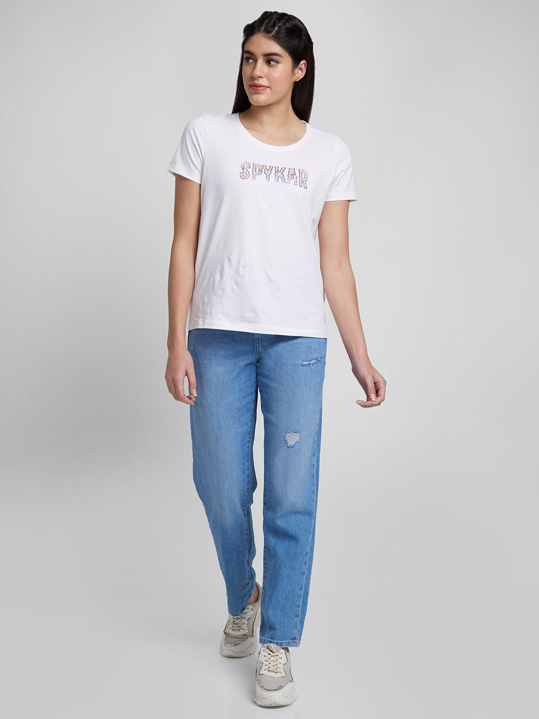 Spykar Women Light Blue Cotton Straight Fit Regular Length Jeans (Bella)