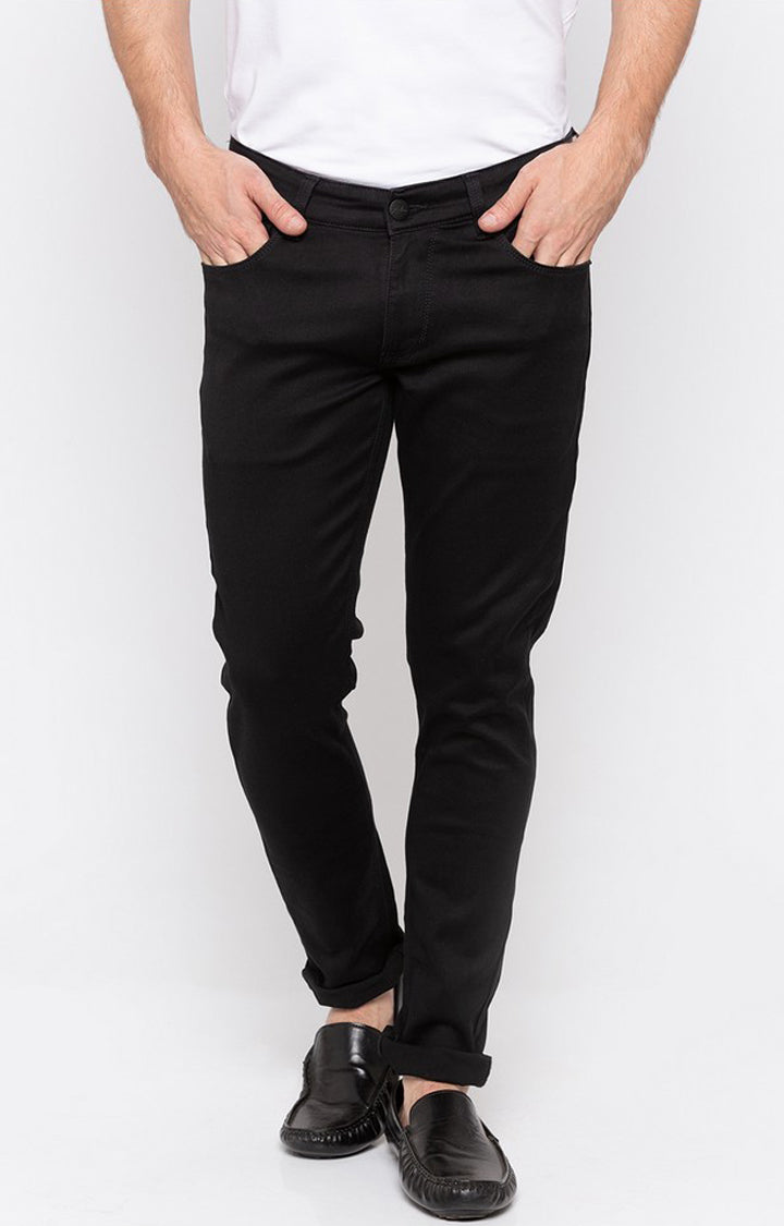 Spykar Men Black Cotton Super Slim Fit Tapered Length Jeans (Super Skinny)