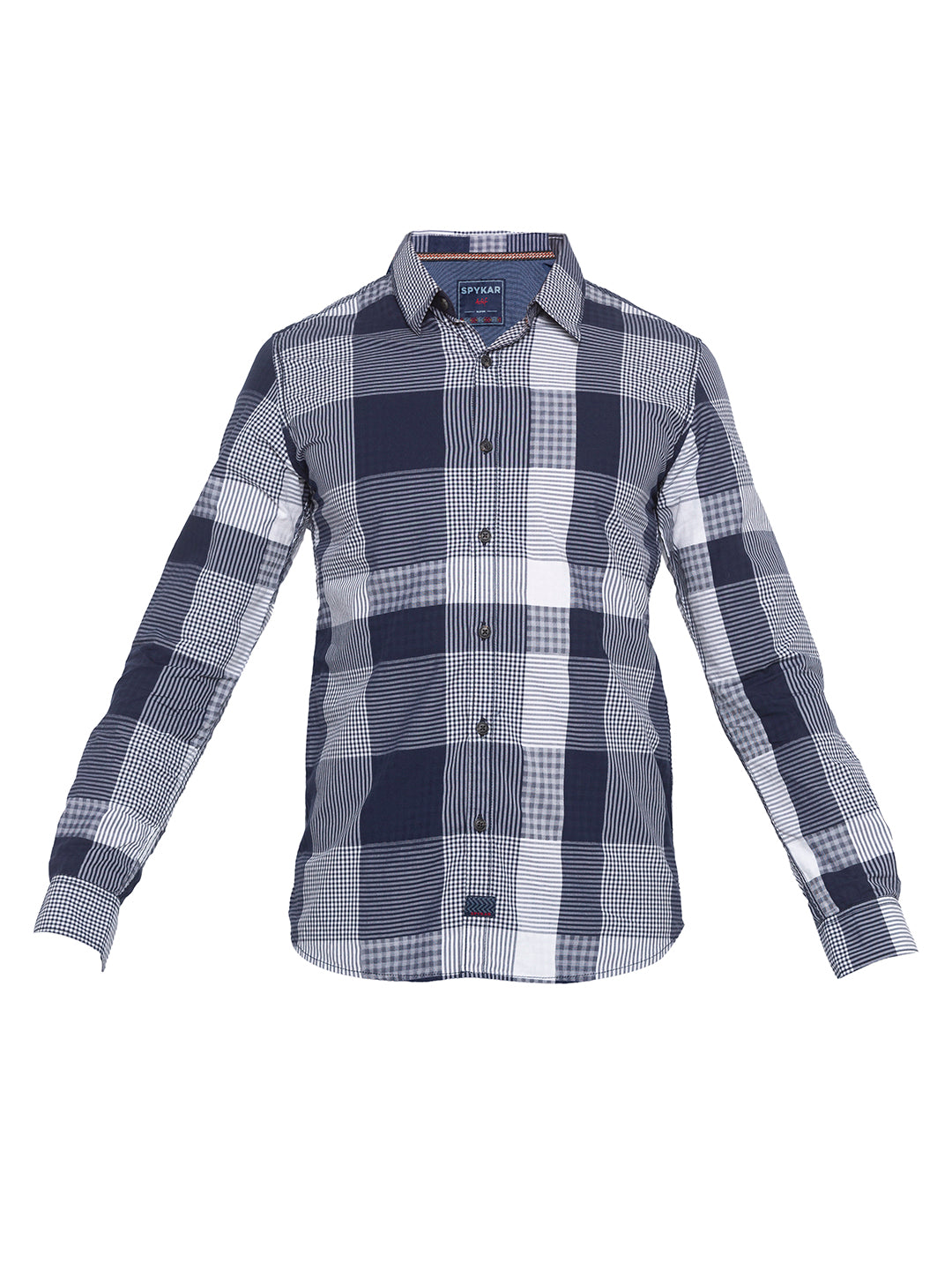 Spykar Men Navy Checked Slim Fit Casual Shirt