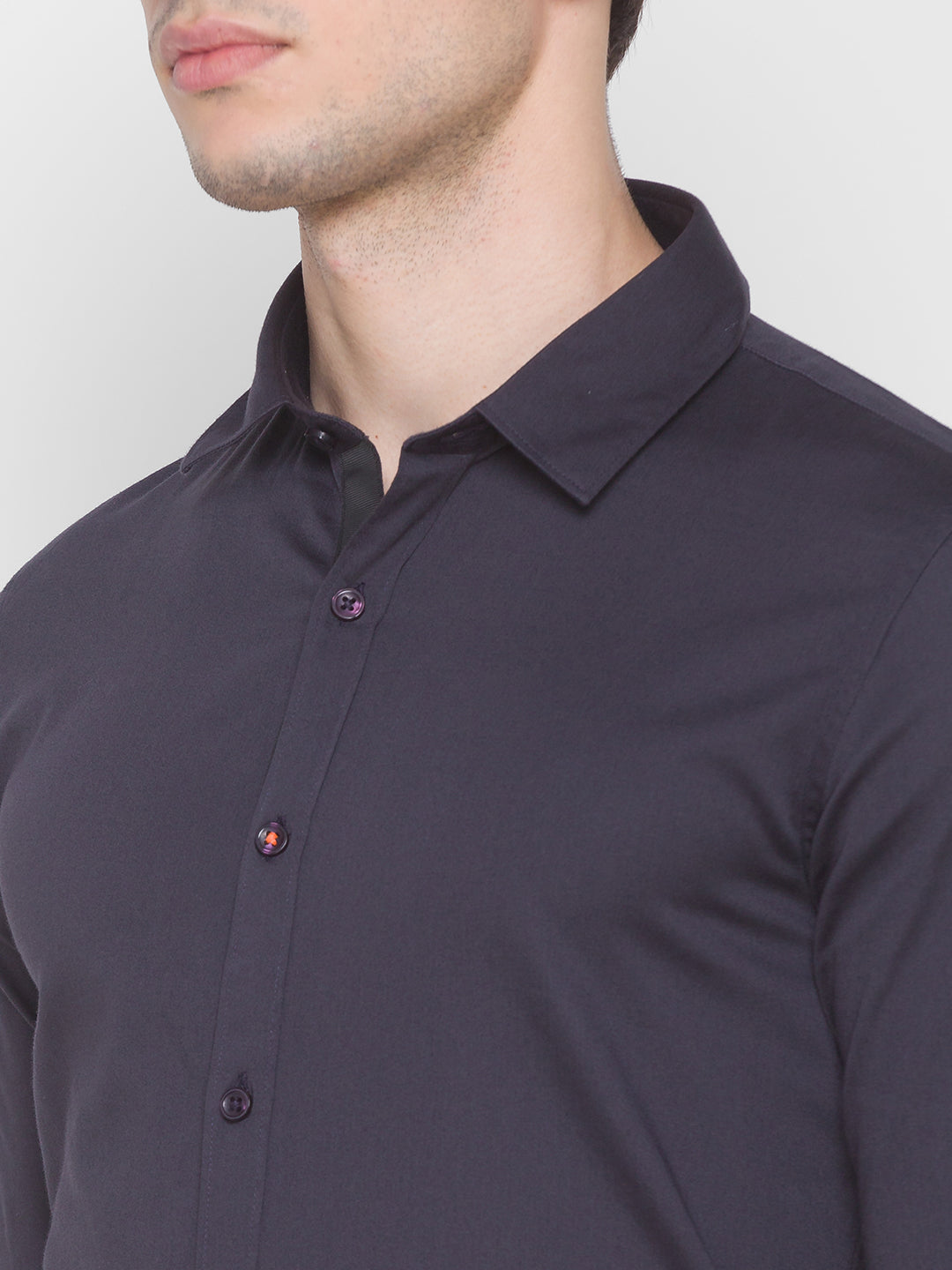 Spykar Slim Fit Black Cotton Men Shirt