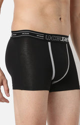 Men Premium Black Cotton Trunk - Underjeans By Spykar