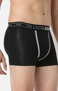 Men Premium Black Cotton Trunk - Underjeans By Spykar