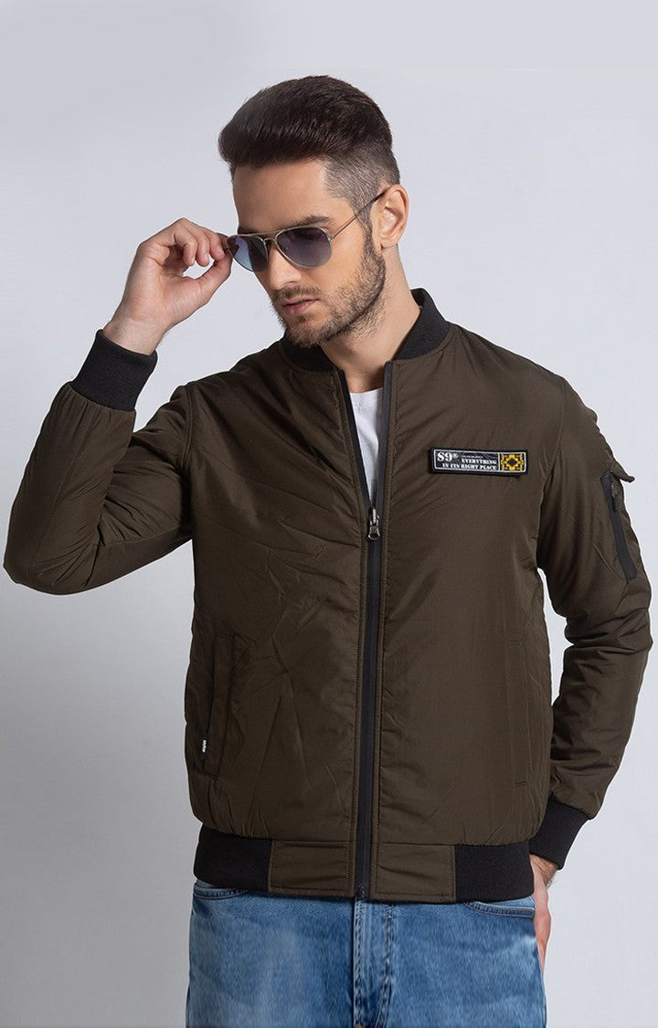 Spykar Men Forest Green Cotton Straight Fit Jacket