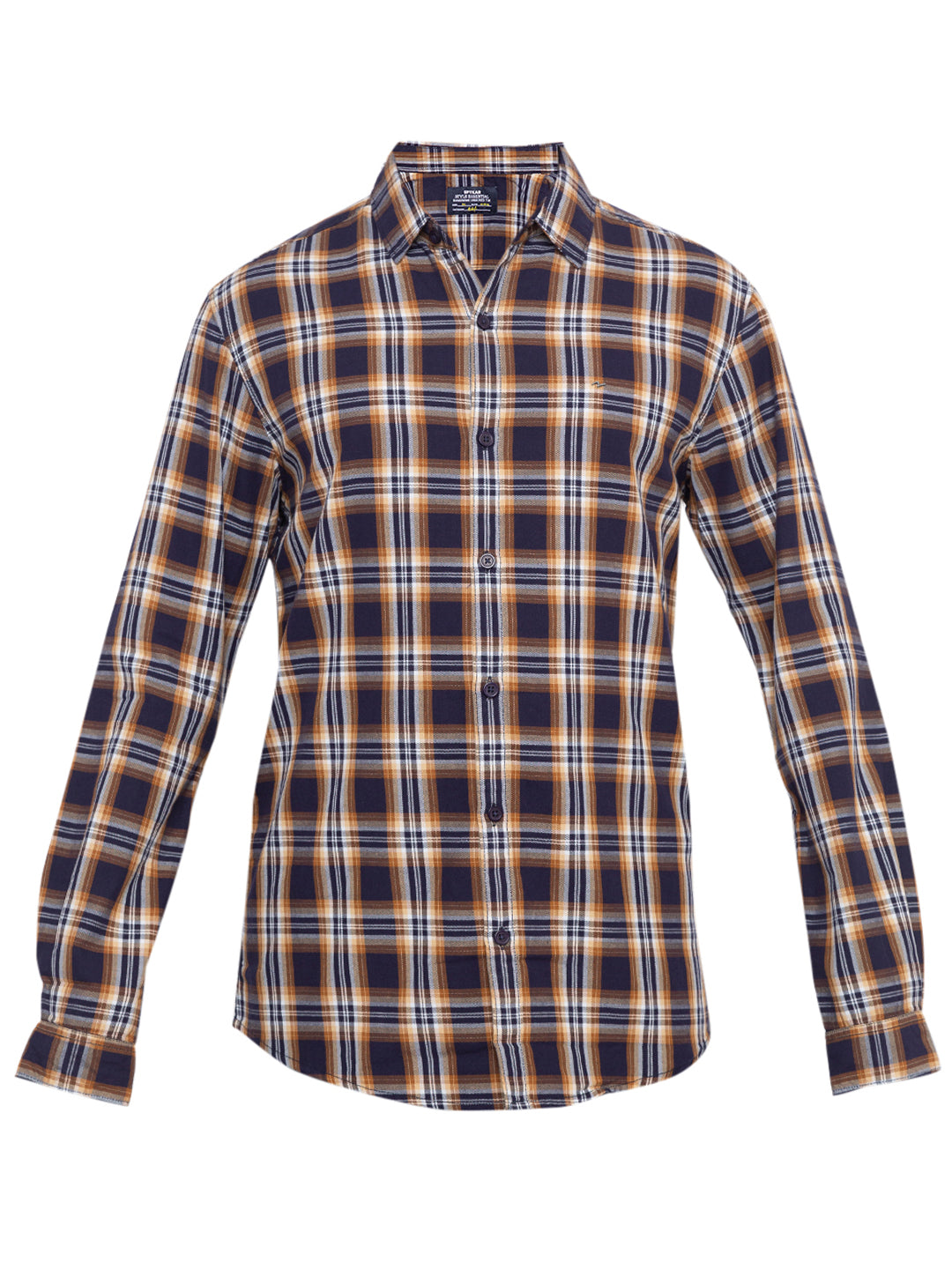 Spykar Men Khaki Checked Slim Fit Casual Shirt