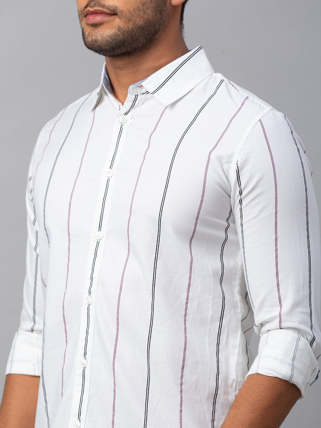 Spykar Men White Cotton Slim Fit Shirt