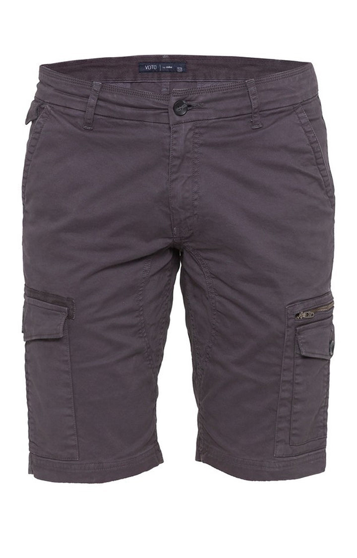 Spykar Grey Cotton Slim Fit Trousers For Men