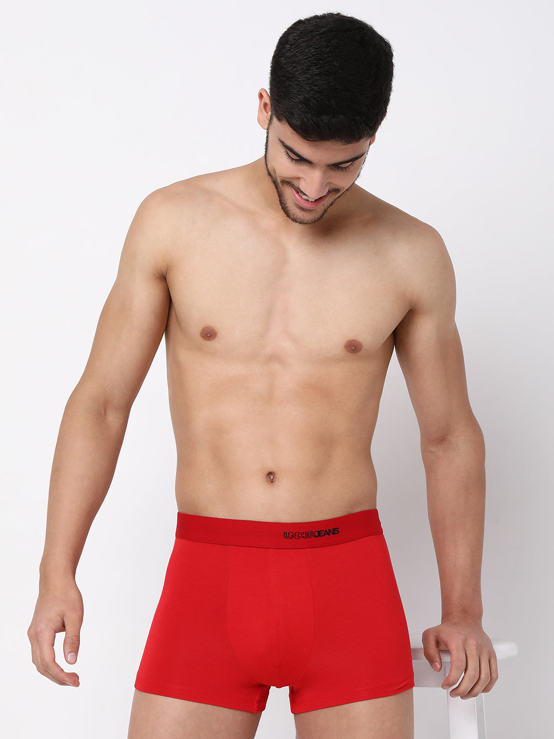 Men Premium Micromodal Red Trunk - Underjeans By Spykar