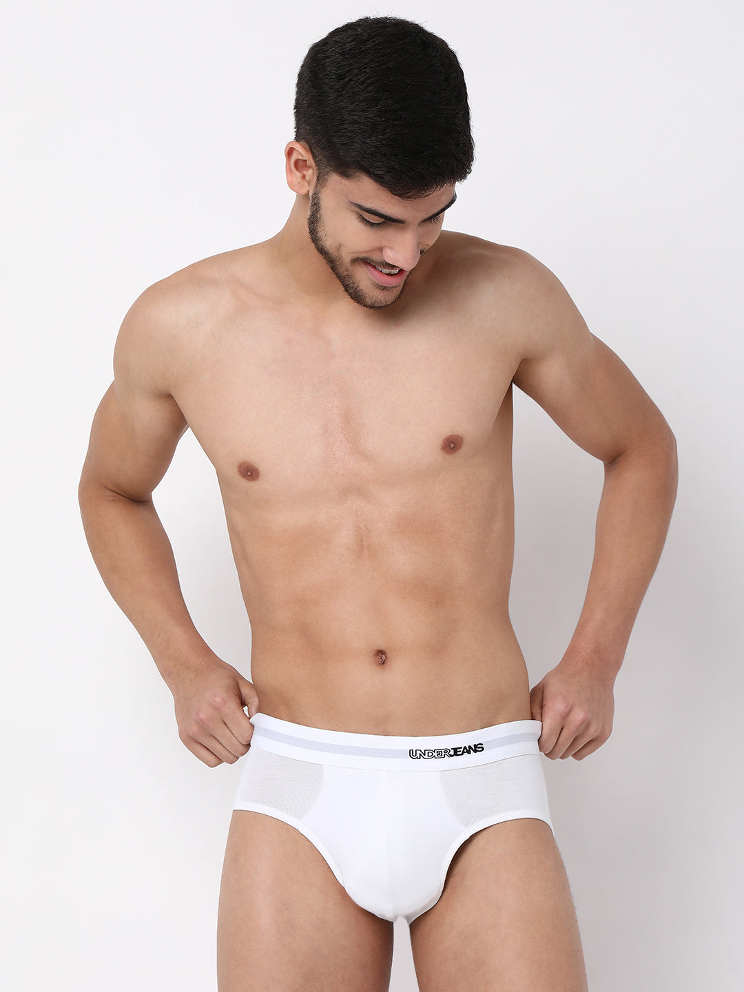 Men Premium Micromodal White Brief - UnderJeans by Spykar