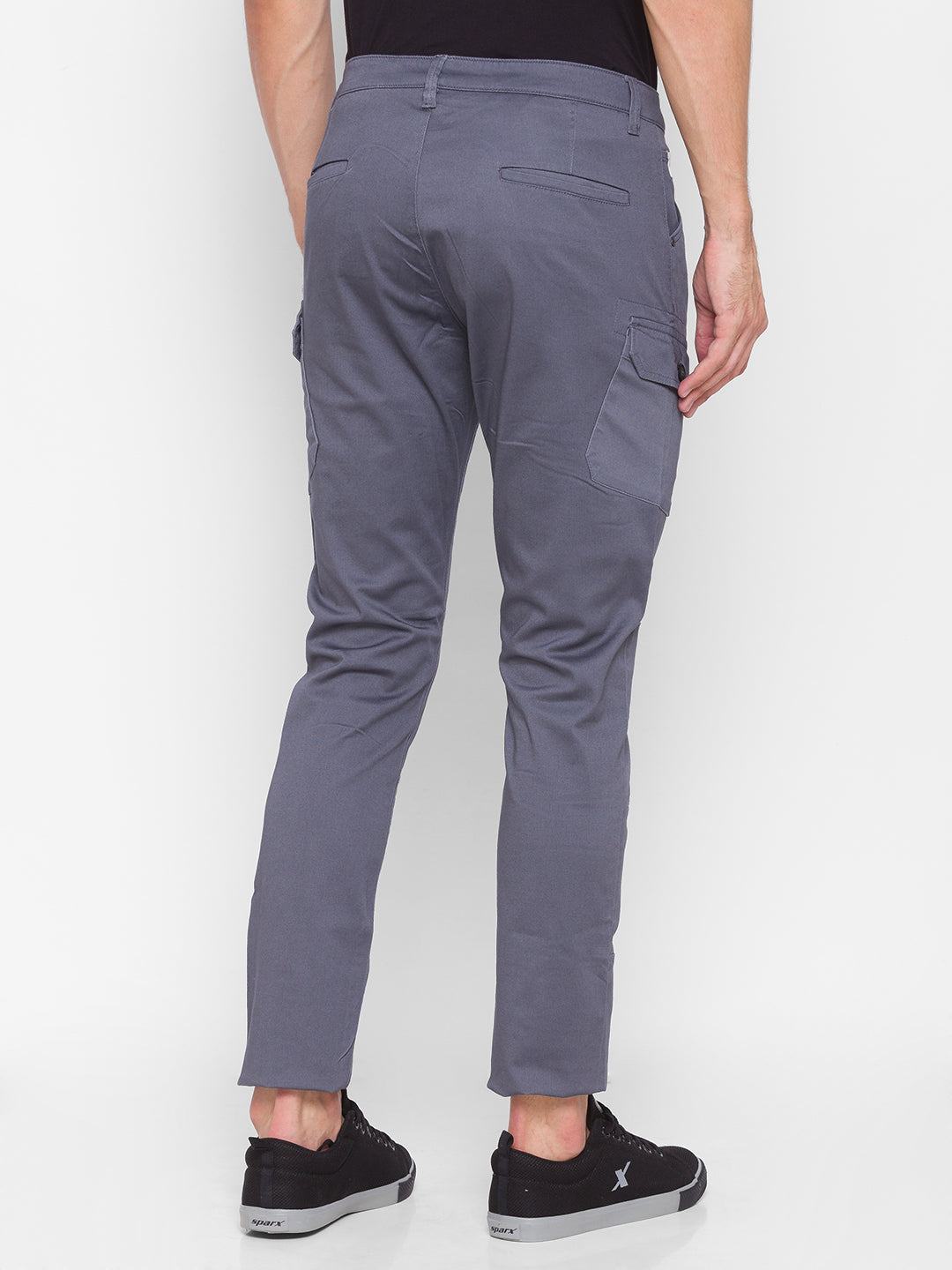 Spykar Men Grey Cotton Slim Fit Casual Trousers