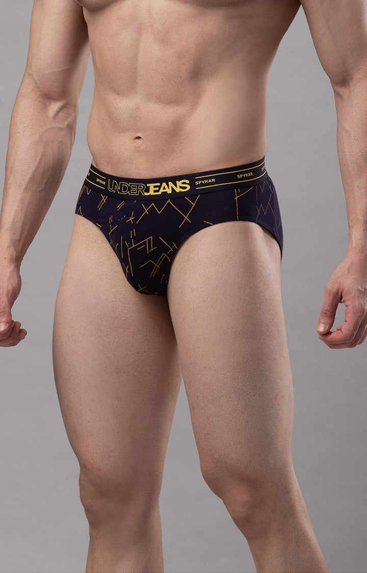 Navy Blue Cotton Brief For Men Premium- Underjeans By Spykar