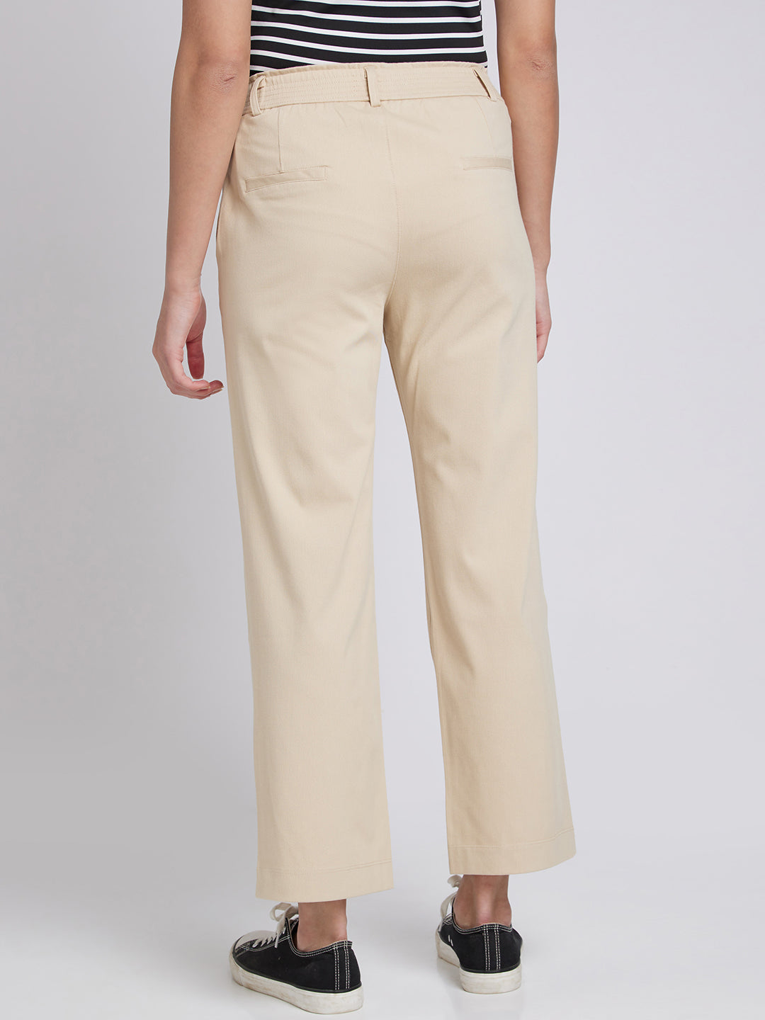 Spykar Women Beige Slim Fit Ankle Length Blended Trackpant