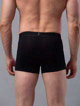 Men Premium Black Cotton Blend Trunk - Underjeans By Spykar