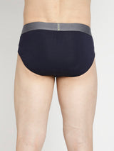 Men Premium Yellow & Navy Blue Cotton Blend Brief - Pack Of 2- Underjeans By Spykar