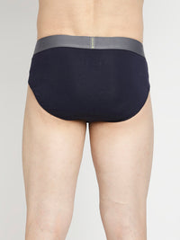 Men Premium Yellow & Navy Blue Cotton Blend Brief - Pack Of 2- Underjeans By Spykar