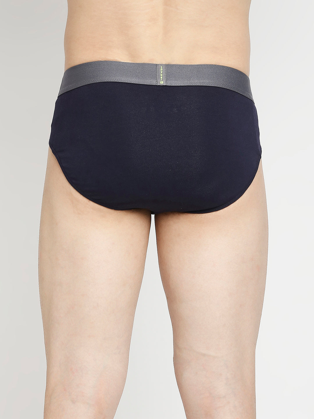 Men Premium Yellow & Navy Blue Cotton Blend Brief - Pack Of 2- Underjeans By Spykar