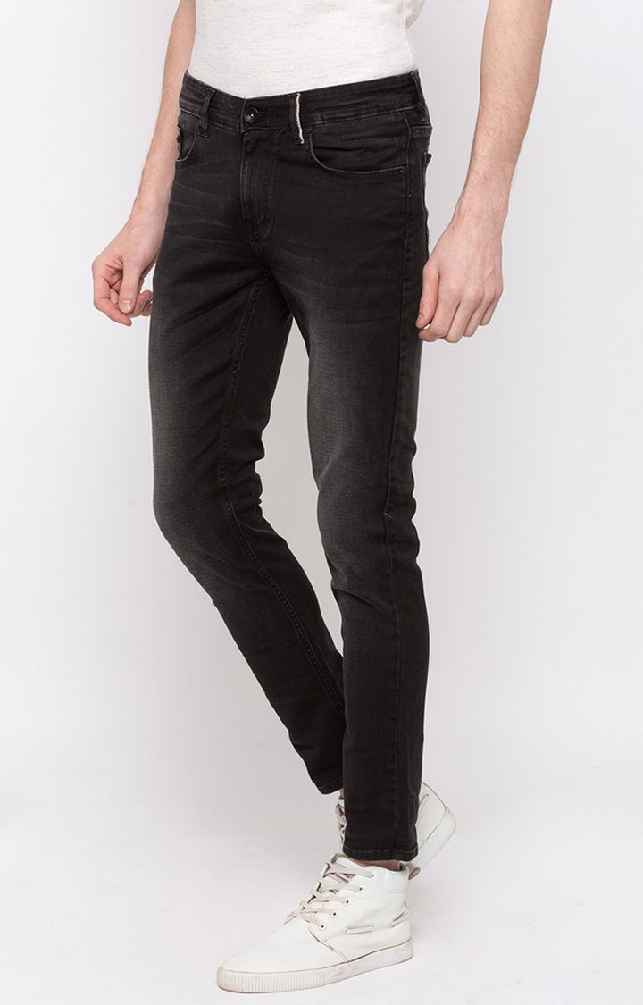 Spykar Men Black Cotton Super Slim Fit Tapered Length Jeans (Super Skinny)