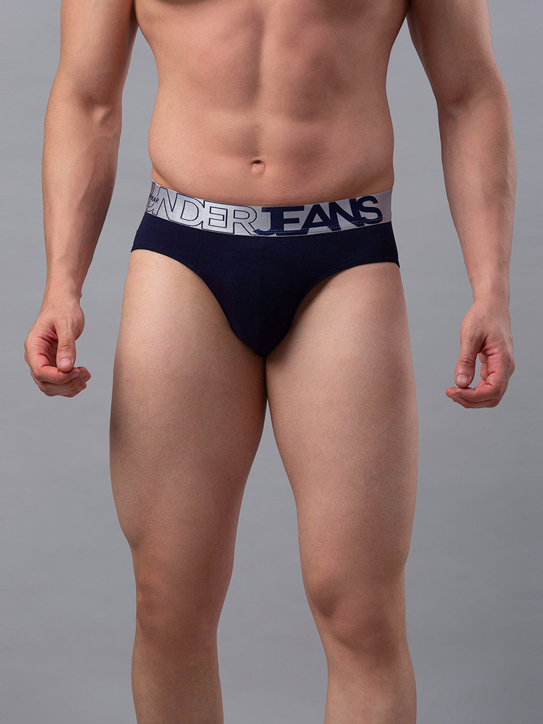 Underjeans By Spykar Men Premium Cotton Blend Navy Brief - (Pack Of 2)