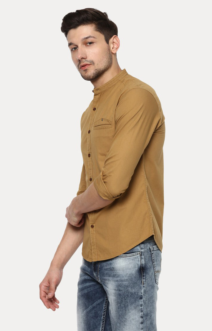 Spykar Men'S Brown Cotton Solid Casual Shirts