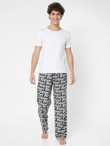Men Premium Black Cotton Blend Regular Fit Pyjama - Underjeans By Spykar