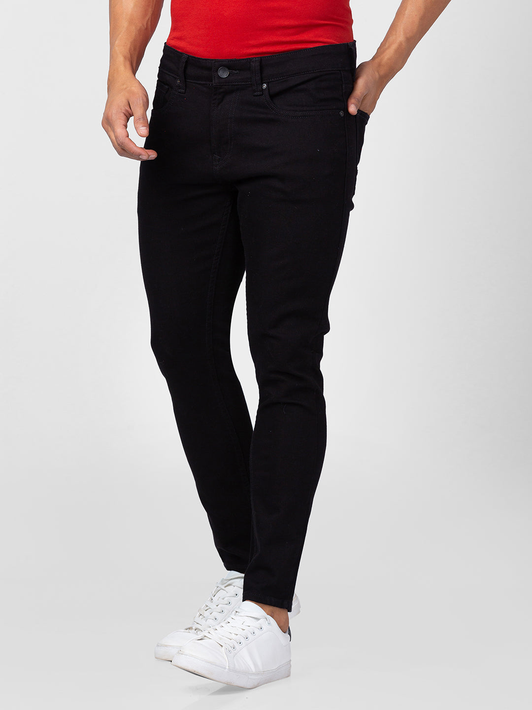 Spykar Men Black Cotton Slim Fit Tapered Length Jeans (Kano)