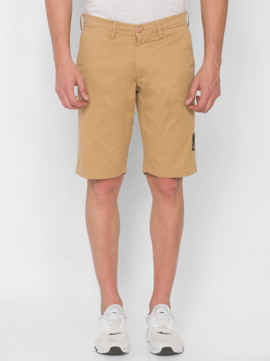Spykar Men Beige Solid Relaxed Mid-Rise Shorts (Relaxed)