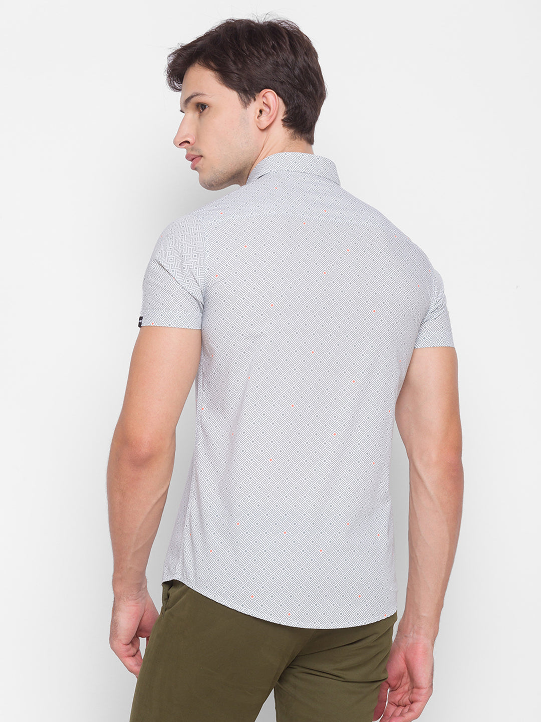 Spykar Slim Fit Grey Cotton Men Shirt