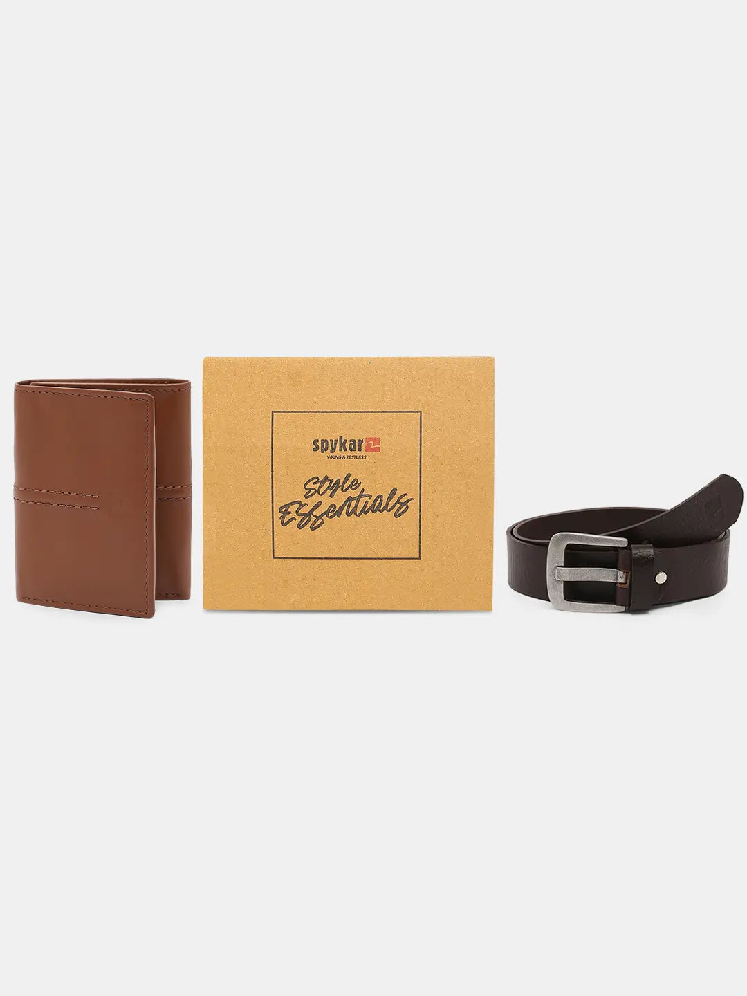 Spykar Black Leather Belt & Wallet Combo