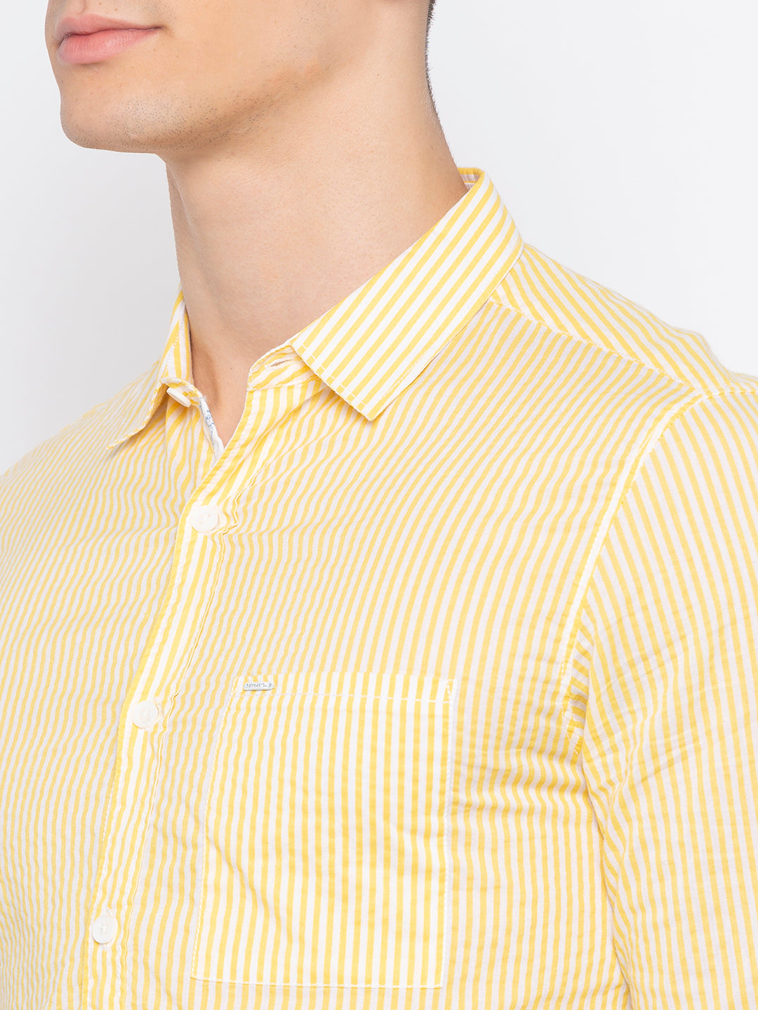 Spykar Men Yellow Solid Slim Fit Casual Shirt