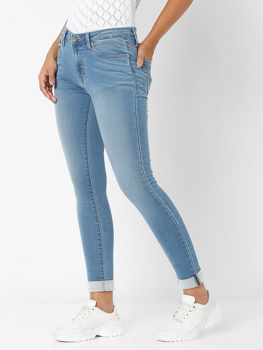 Spykar Blue Slim Fit Jeans For Women (Adora)