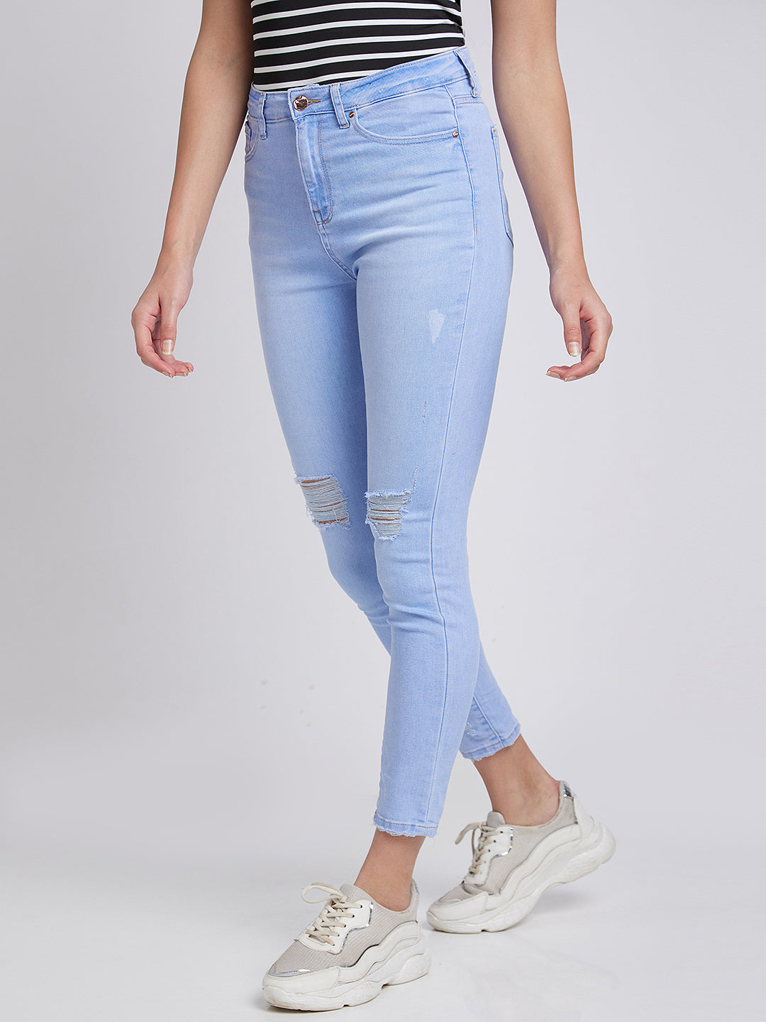 Spykar Women Light Blue Cotton Stretch Super Skinny Fit Ankle Length Jeans (Alexa)