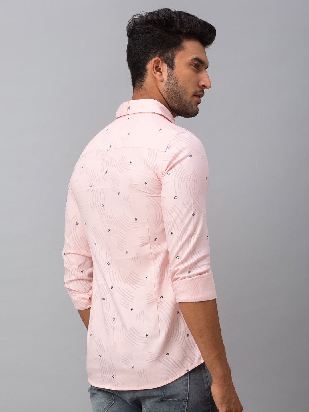 Spykar Men Pink Cotton Slim Fit Shirt