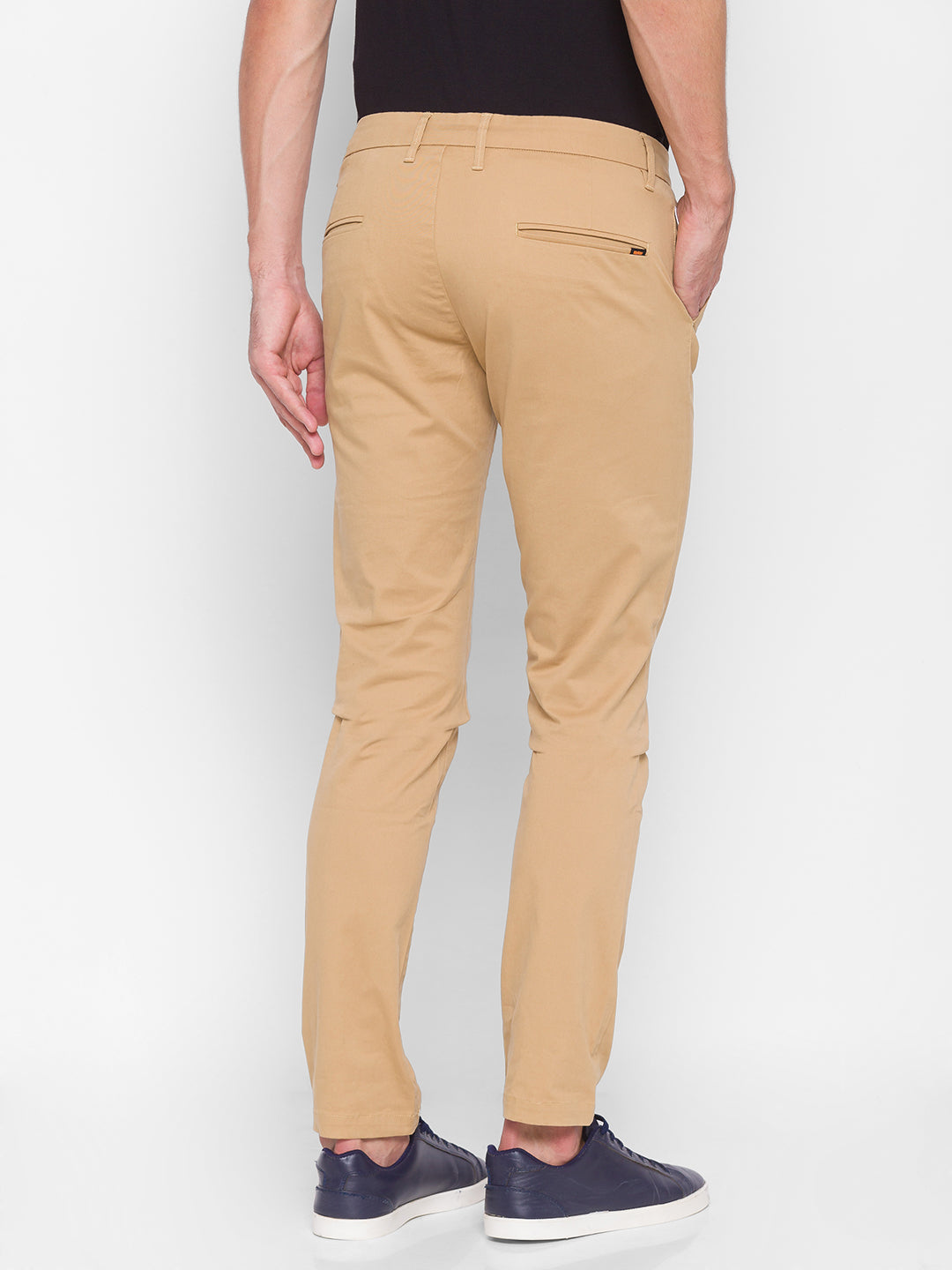 Spykar Men Yellow Cotton Slim Fit Casual Trouser