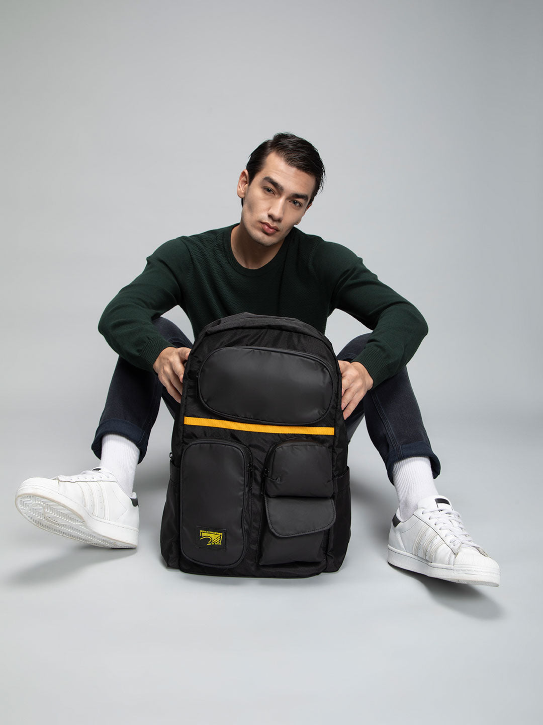 Spykar Black Casual Traveler Backpacks