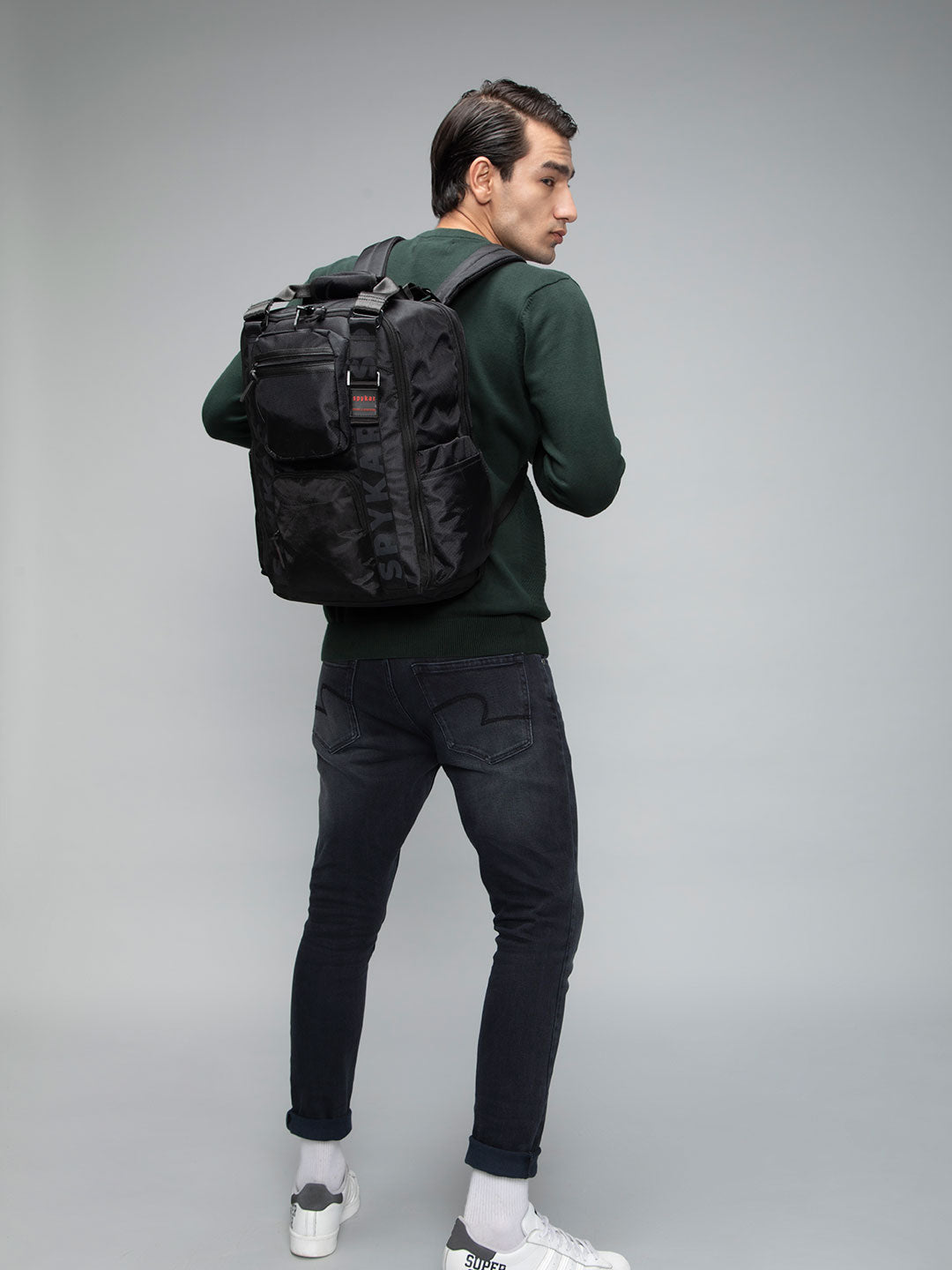 Spykar Black Casual Traveler Backpacks