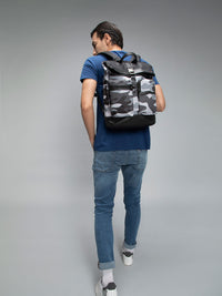 Spykar Grey Camouflage Casual Traveler Backpacks